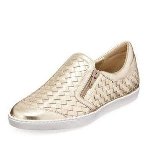 Sesto Meucci Falcon Woven Metallic Leather Sneakers, Size 6.5